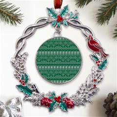 Christmas Knit Digital Metal X mas Wreath Holly Leaf Ornament by Mariart