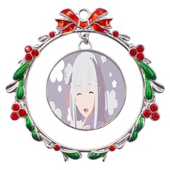 Emilia Rezero Metal X mas Wreath Ribbon Ornament by Azkajaya