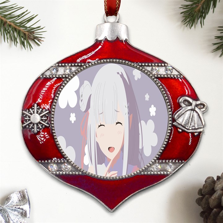 Emilia Rezero Metal Snowflake And Bell Red Ornament