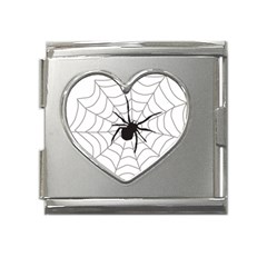 Spider Web Mega Link Heart Italian Charm (18mm)