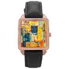 Wall Art Rose Gold Leather Watch  by Azkajaya