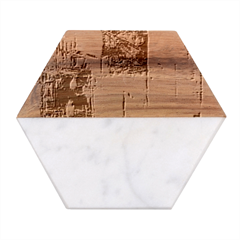 Wall Art Marble Wood Coaster (hexagon)  by Azkajaya