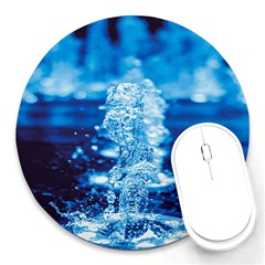 Water Blue Wallpaper Round Mousepad by Azkajaya