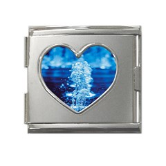 Water Blue Wallpaper Mega Link Heart Italian Charm (18mm)