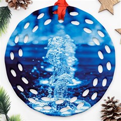 Water Blue Wallpaper Ornament (round Filigree) by Azkajaya