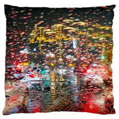 Water Droplets Large Premium Plush Fleece Cushion Case (one Side) by Azkajaya