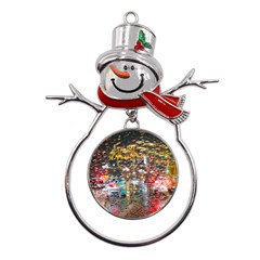 Water Droplets Metal Snowman Ornament