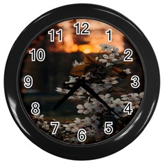 White Flower Wall Clock (black) by Azkajaya