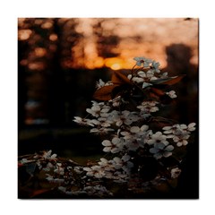 White Flower Tile Coaster