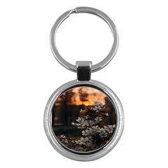 White Flower Key Chain (round) by Azkajaya