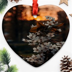 White Flower Heart Ornament (two Sides)