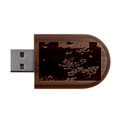 White Flower Wood Oval Usb Flash Drive by Azkajaya