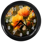 Yellow Butterfly Flower Wall Clock (Black) Front