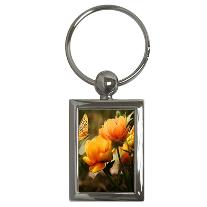 Yellow Butterfly Flower Key Chain (Rectangle)