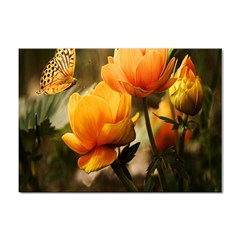 Yellow Butterfly Flower Sticker A4 (10 Pack)