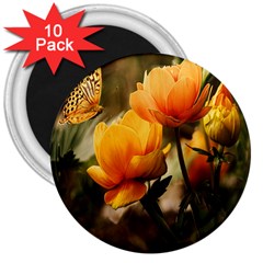 Yellow Butterfly Flower 3  Magnets (10 Pack)  by Azkajaya