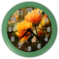 Yellow Butterfly Flower Color Wall Clock by Azkajaya