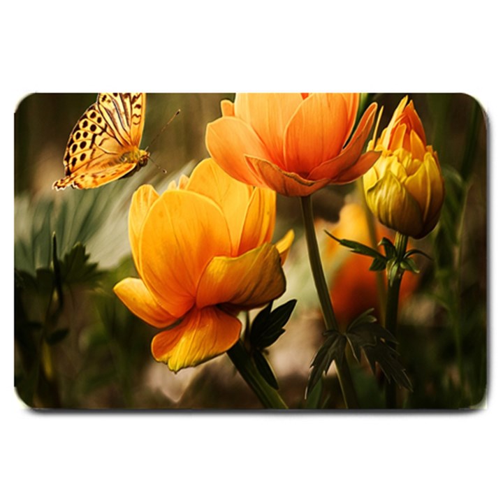 Yellow Butterfly Flower Large Doormat