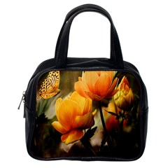 Yellow Butterfly Flower Classic Handbag (one Side) by Azkajaya