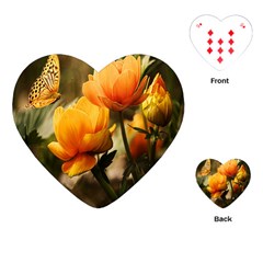 Yellow Butterfly Flower Playing Cards Single Design (heart) by Azkajaya