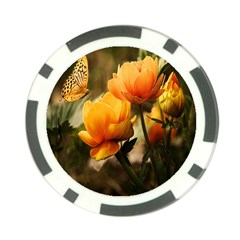 Yellow Butterfly Flower Poker Chip Card Guard by Azkajaya