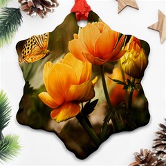 Yellow Butterfly Flower Snowflake Ornament (two Sides)