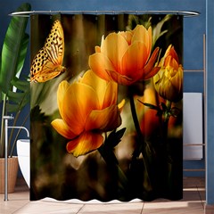 Yellow Butterfly Flower Shower Curtain 60  X 72  (medium)  by Azkajaya