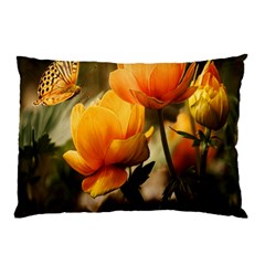 Yellow Butterfly Flower Pillow Case (two Sides) by Azkajaya