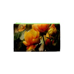 Yellow Butterfly Flower Cosmetic Bag (xs) by Azkajaya