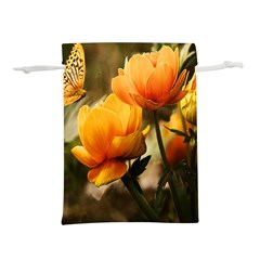 Yellow Butterfly Flower Lightweight Drawstring Pouch (s) by Azkajaya