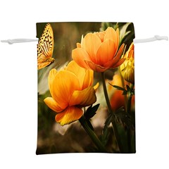 Yellow Butterfly Flower Lightweight Drawstring Pouch (xl) by Azkajaya