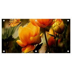 Yellow Butterfly Flower Banner And Sign 4  X 2  by Azkajaya