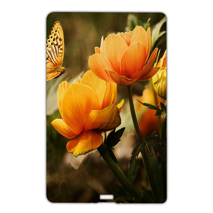 Yellow Butterfly Flower Name Card Style USB Flash Drive