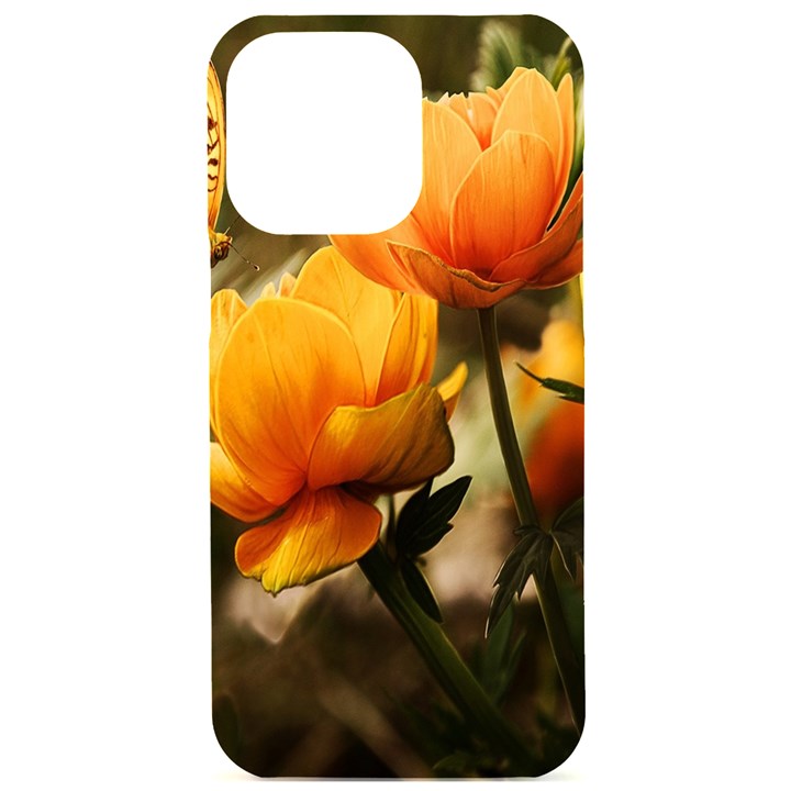 Yellow Butterfly Flower iPhone 15 Pro Max Black UV Print PC Hardshell Case