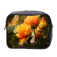 Yellow Butterfly Flower Mini Toiletries Bag (two Sides) by Azkajaya