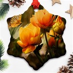 Yellow Butterfly Flower Ornament (Snowflake) Front