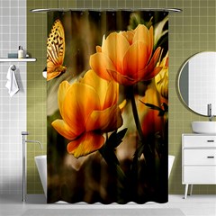 Yellow Butterfly Flower Shower Curtain 48  X 72  (small)  by Azkajaya