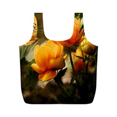 Yellow Butterfly Flower Full Print Recycle Bag (m) by Azkajaya