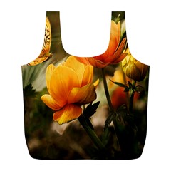 Yellow Butterfly Flower Full Print Recycle Bag (l) by Azkajaya