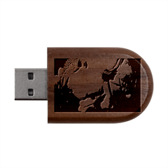 Yellow Butterfly Flower Wood Oval Usb Flash Drive