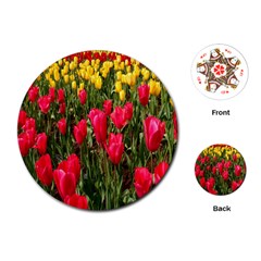 Yellow Pink Red Flowers Playing Cards Single Design (round)