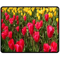 Yellow Pink Red Flowers Fleece Blanket (medium) by Azkajaya