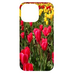 Yellow Pink Red Flowers Iphone 14 Pro Max Black Uv Print Case by Azkajaya