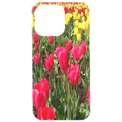 Yellow Pink Red Flowers Iphone 15 Pro Max Black Uv Print Pc Hardshell Case by Azkajaya