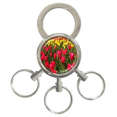 Yellow Pink Red Flowers 3-ring Key Chain by Azkajaya