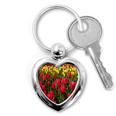 Yellow Pink Red Flowers Key Chain (heart) by Azkajaya