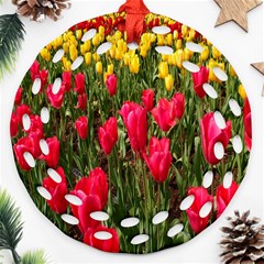 Yellow Pink Red Flowers Ornament (round Filigree)