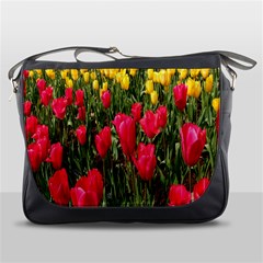 Yellow Pink Red Flowers Messenger Bag by Azkajaya