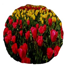 Yellow Pink Red Flowers Large 18  Premium Flano Round Cushions by Azkajaya