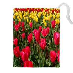 Yellow Pink Red Flowers Drawstring Pouch (4xl) by Azkajaya